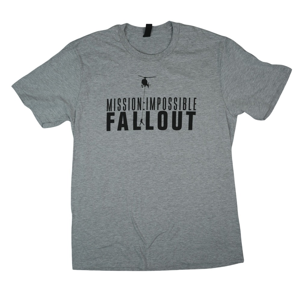 Mission Impossible Fallout T-Shirt Mens L Gray Graphic Movie Promo Tom Cruise